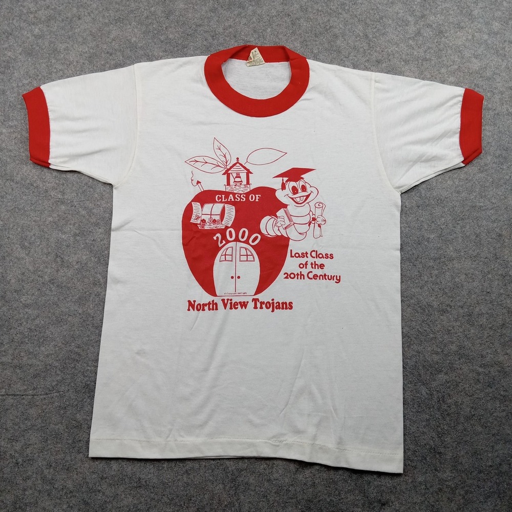 Vintage Screen Stars Shirt Youth 14-16 Ringer Class 2000‎ Y2K Elementar School